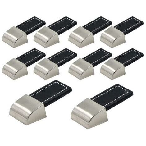 FENOPLASTICABoutons de tiroir en cuir 10 pièces boutons d'armoire noirs boutons de meubles en cuir avec vis de bouton en cuir pour armoires, cuisines et portes (1/4)