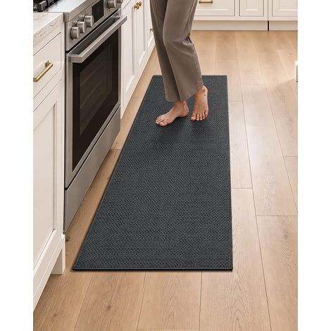 Tapis de cuisine antidérapant et lavable, 43 x 150 cm, gris
Tapis pour devant d'évier, tapis de couloir absorbant, tapis tissé fin (4 mm) avec envers en caoutchouc (1/5)