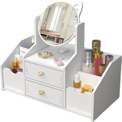 Organisateur de Maquillage, Rangement Cosmétiques,avec 2 Tiroirs et 4 Compartiments de Différentes Tailles,Organisateur Cosmétique, pour Maquillage