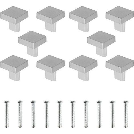 lot De 10 Bouton Argent De Porte Carre Poignes De Meuble En Alliage De Zinc Avec Vis Pour Armoire Tiroir Commode