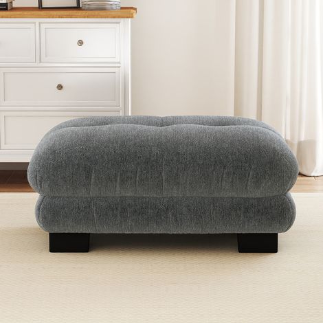 Sofá modular con ottomans, tejido chenille, gris (1/5)