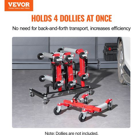Chariot rangement 4 diables pour voiture, étagère acier avec roues pivotantes 360°, support coffre cric hydraulique ou à cliquet, pour la plupart des diables (1/5)