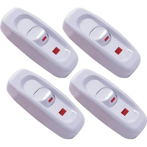 Button Cord Switch 10A 250V In-Line Power Switch with LED Light for Table Lamp Desk Lamp Bed Lamp White (1/5)