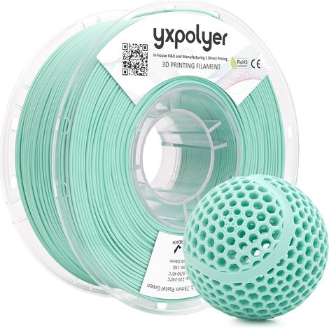Filament Flexible PLA Alimentaire Souple pour Impression 3D, 1,75 mm 1 kg, Vert, pour Imprimer des Ballons de Basket Sans Air Airless Basketball à haute élasticité (1/5)