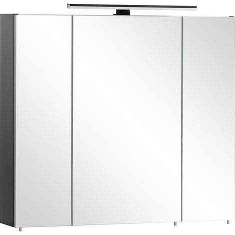 Spiegelschrank 80 cm mit LED Aufsatzleuchte schwarz matt MASON-80 (1/5)
