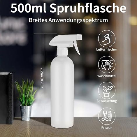 Bouteilles de Pulvérisation, 500ML Flacon Vaporisateur Spray Vides, Bouteilles de Pompe Plastique pour Jardin Plante Cheveux Pulvérisateur D'eau (Blanc) (1/2)