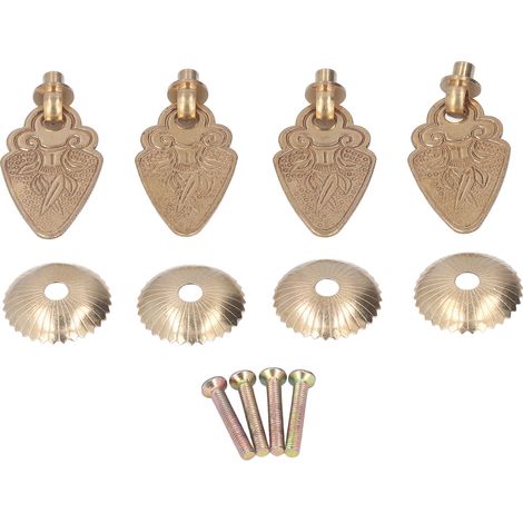 4 Poignées Tirage Antiques pour Tiroirs, Tirettes Rétro à Motif Raffiné, Poignée de Porte avec Heurtoir, Lot de 4 pour Boîtes à Bijoux et Coffrets Cadeaux (1/5)