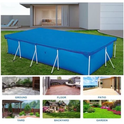 Bâche de protection pour piscine rectangulaire 300 x 201 cm, étanche et résistante aux UV, pour protéger votre bassin des intempéries et salissures (1/4)