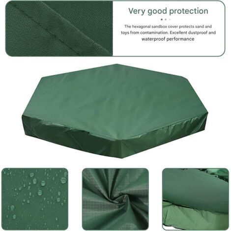 NALOOKAMIC  Housse de protection hexagonale pour bac à sable avec cordon de serrage, étanche à la poussière, pour bac à sable, piscine pour jardin extérieur（18015020cm）