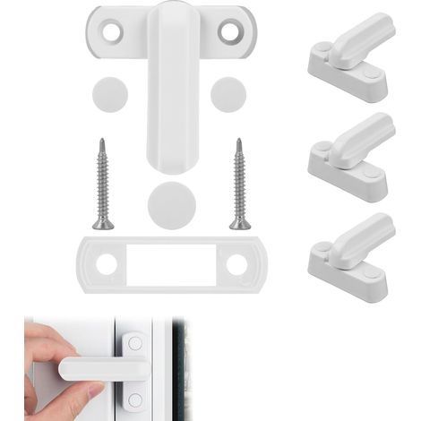 Serrures De Fenêtre En Alliage De Zinc, Pack De 4 Verrous Blancs Pour Sécurité Domestique, Pour Portes Et Fenêtres En Aluminium, Renforcement De Sécurité Serrures De Fenêtre Pour Fenêtre (1/5)