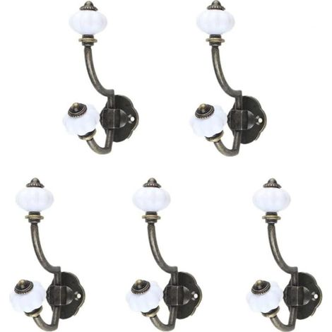 Patères murales rétro en céramique bronze, lot de 5, style champêtre, crochets pour chapeaux KLB