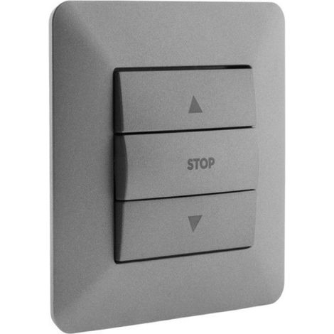 Interrupteur Volets Roulants - 3 Boutons Montée Stop Descente - 2300 W 230 V - Boîte Standard Encastrable - 1 Pièce (1/4)