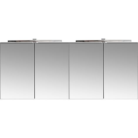 Doppel-Spiegelschrank, 160cm, LED-Beleuchtung, matt schwarz, PUEBLA-56-BLACK (1/5)