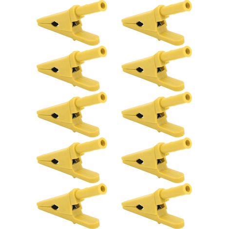 Packung mit 10 Stromprüfklemmen, 20 mm Öffnung, hohe Leitfähigkeit, Sicherheitsausführung, mit 4-mm-Klinkenstecker für elektrische Schaltkreise, gelb (1/5)
