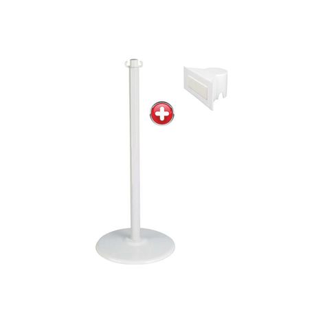 Poteau acier Blanc sur socle acier avec support panneau - 2000116