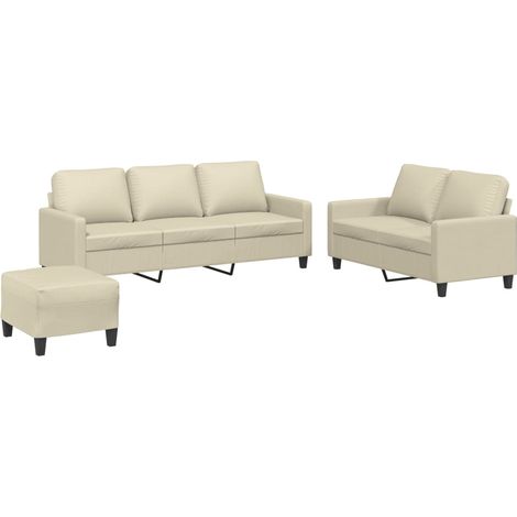Maison Exclusive - Set di Divani 3 pz con Cuscini crema in Similpelle