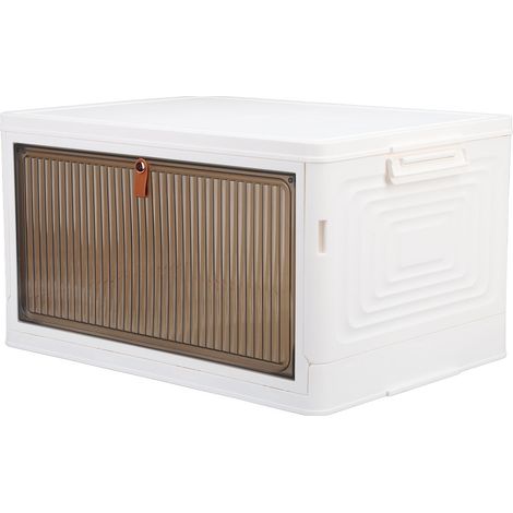 Aufbewahrungsbox, faltbar, stapelbar, großes Fassungsvermögen, transparentes Fenster mit Deckel, Aufbewahrungskorb für Schlafzimmerschrank M (1/5)