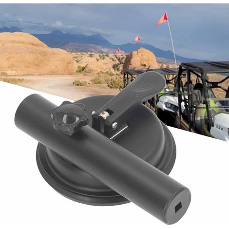 Soporte universal para banderas de vehículos con ventosa, aluminio negro y silicona, multifuncional para coche, motocicleta, UTV, hogar. (1/5)