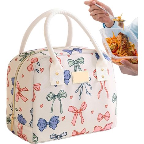Sac à déjeuner pour femme Grand sac isotherme avec nœud Sac à déjeuner isotherme Pour, adultes, école, voyage, camping, pêche, pique-nique, bureau, randonnée, nourriture (1/5)