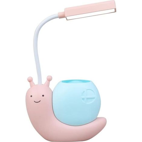 Kinder-Schreibtischlampe in Schneckenform mit Stifthalter, USB-aufladbar, Augenschutz, flexiblem Hals, 360 Grad drehbar - Crezuo