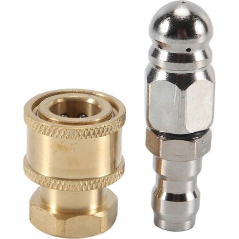 Lot de 2 5000PSI égout jet buse nettoyeur haute pression Coupler laiton raccords connecteur rapide 1 4 pouce connexion (1/5)