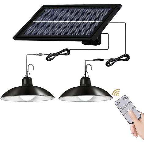Lampe solaire double tête étanche IP65 pour intérieur, couloir, abri de jardin, grange ou tonnelle.-AquaForge