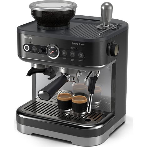 PHILIPS Barista Brew PSA3218/10 - macchina per caffè espresso semiautomatica, 15 bar, manuale dede latte, macinacaffè integrato, colore nero (1/5)