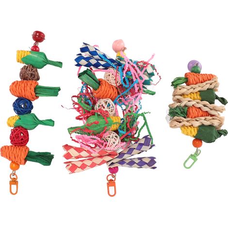 Ensemble de jouets à mâcher pour perroquets, jouets de recherche de nourriture résistants aux morsures, jouets à suspendre en cage pour perruches et inséparables, réduisant l'anxiété (1/5)