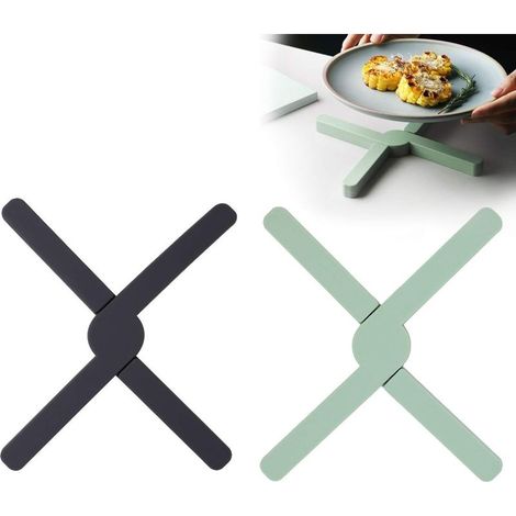 Set of 2 Below of Flat in Silicone in Shape of Croix for The Dishes Warm, Foldable Non and Anti-Heat 430°F- (1/4)
