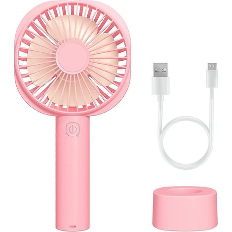 Mini ventilateur portable à main avec batterie rechargeable 2600 mAh, base amovible, 3 vitesses réglables et mini-port USB.-AquaForge (1/5)