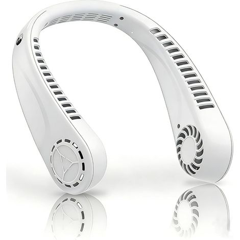 Ventilateur de cou, ventilateur de cou portable rechargeable par USB, flux d'air à 360° avec 5 vitesses, ventilateur silencieux pour le bureau, les voyages, le sport et les activités en plein air (1/5)