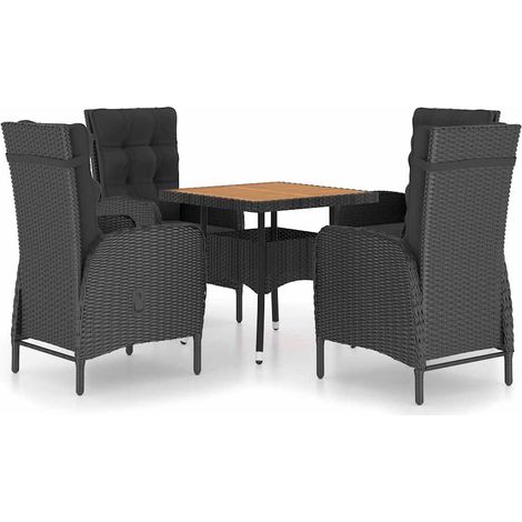 Maison Exclusive - Set Mobili da Pranzo per Giardino 5 pz Polyrattan e Acacia Nero (1/5)