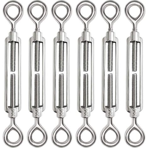 6 Pièces Tendeur Cable M6 Tendeur Cable Inox 304 Réglable Oeil de Ridoir et Oeil pour Tendeur de Fil Cable Acier Corde Crochet Tendeur Accessoires (1/5)