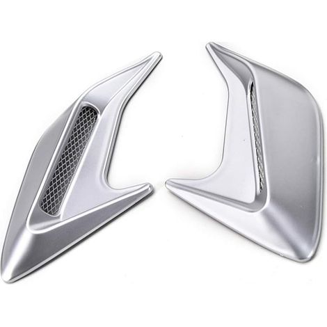 Sollbry Prise d'Air Décorative de Voiture, 2 Pièces Autocollant de Grille de Voiture Prise d'Air Universelle pour Flux Capot de Ventilation Modifié Accessoire,Placage d'Argent (1/3)