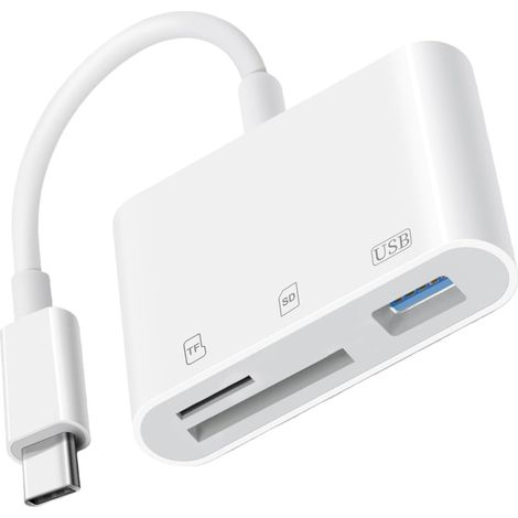 Lecteur de Carte SD USB C,3-en-1 OTG Adaptateur USB C vers Carte SD Appareil Photo,Lecteur de Carte Mémoire Micro SD avec Port USB 3.0 pour 17/16/15,SD/Micro SD/SDHC (1/5)