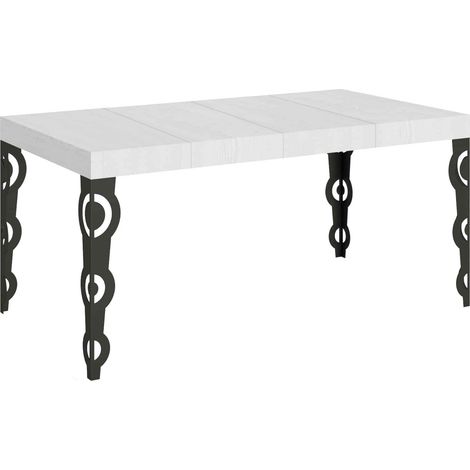Tavolo Allungabile 120/380x90 cm Karamay Premium Bianco Frassino Gambe Antracite