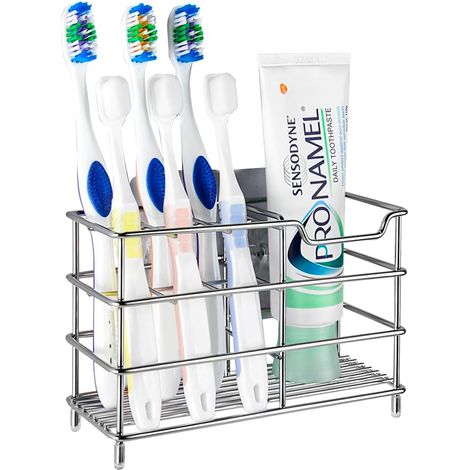Wandmontierter Zahnbürstenhalter, Badezimmer-Aufbewahrungsregal aus Edelstahl, multifunktionale 7 Fächer für elektrische Zahnbürste, Zahnpasta, Rasierer, Kamm und Reiniger.