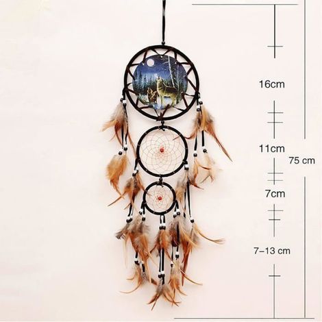 Attrape-reves - Motif Loup - 75 Cm - Decoration Murale - Lot De 2 (1/4)