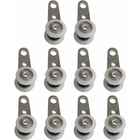 Set of 10 Casters for Bay Windows or Sliding Doors - Metal and Plastic - 4 x 1.9 cm (1/5)