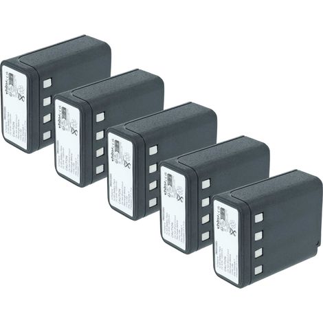 vhbw 5x Akku kompatibel mit Bullard BST, BSX, Commander MX, Commander TIX Funkgerät, Walkie Talkie (1200 mAh, 9,6 V, NiMH)