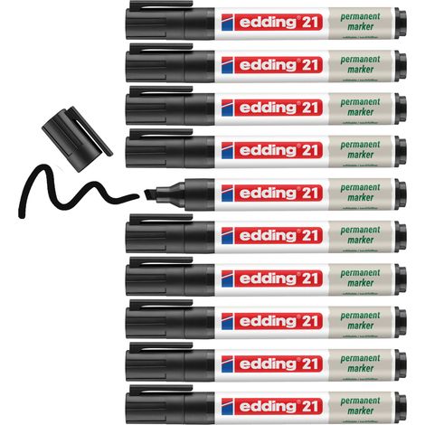 edding 21 Marqueur permanent boîte pliante de 10 noir
