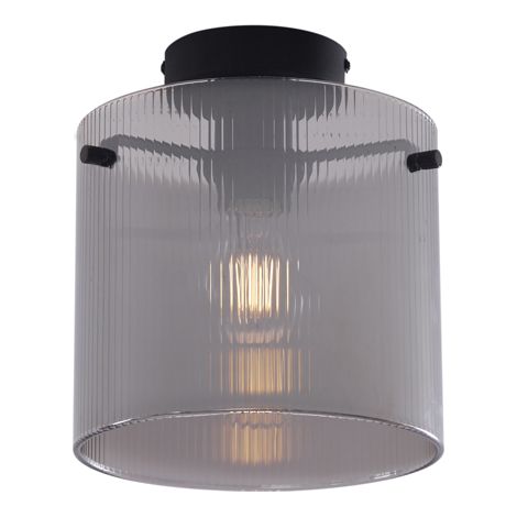QAZQA Lampada da soffitto laura - Art déco - Metallo,Vetro - Nero - Tondo Max. 1 x Watt