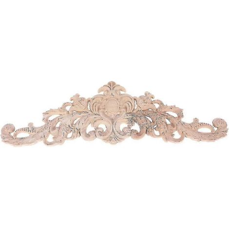 Applique décorative en bois sculpté, longue et sculptée, pour coins de meubles, ornement de porte ou de lit (30 x 8 cm)