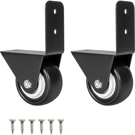 Lot de 2 roulettes pour meubles – Diamètre 40 mm – Fixation en équerre et vis incluses – Pour tables, chaises et armoires