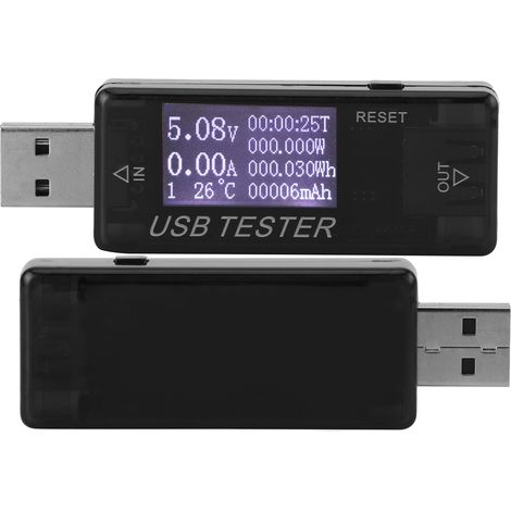 8-in-1 Multifunktions-USB-Digitaltester – Misst Spannung und Stromstärke (0–5 A, 150 W, 4–30 V) – Voltmeter und Amperemeter – Schwarz (1/5)