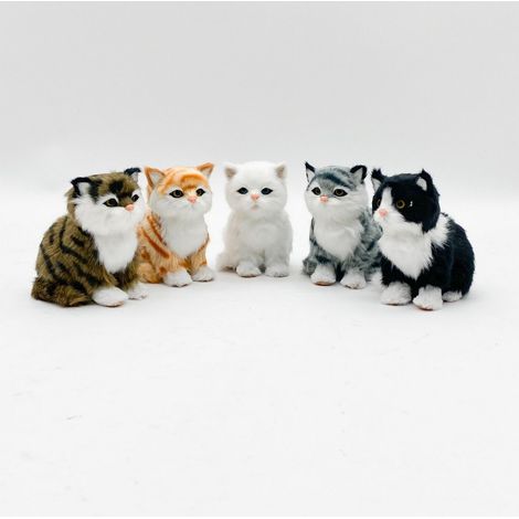 14cm Standing Cats-6 Asst Colour - Fabric - L10 x W10 x H24 cm