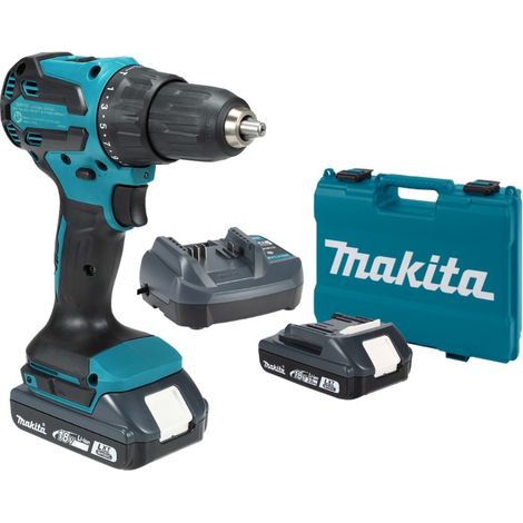 Makita – Perceuse visseuse percussion 18V 2Ah – Couple 65Nm – Moteur XPT pour conditions difficiles – Mandrin sans clé – 3 modes d’action (1/5)