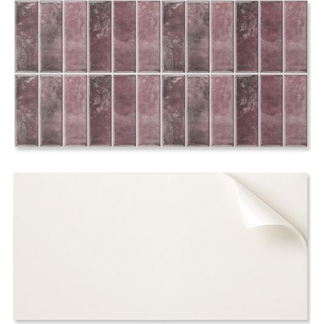Juego de baldosas de vinilo impresas con dise帽o de mosaico vertical de 10x40x20 cm.