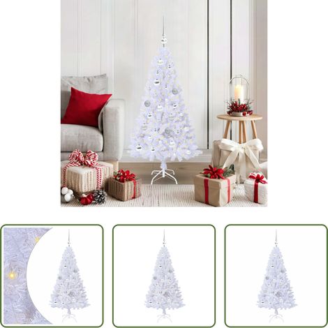 vidaXL Weihnachtsbaum LED -  Künstlicher Weihnachtsbaum Weiß 120 cm PVC und Stahl