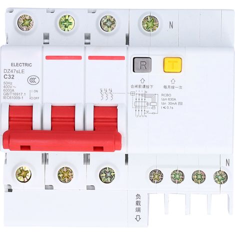 Disjoncteur différentiel 3P+N miniature, montage sur rail DIN, 400 V CA (1/5)